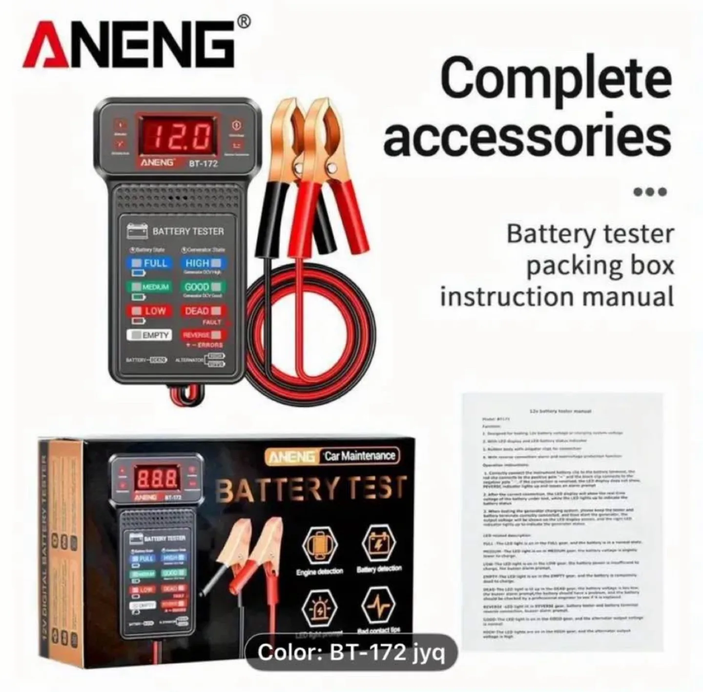 ANENG BT-172 12V Car Battery Tester with LED Display image indicator(9)