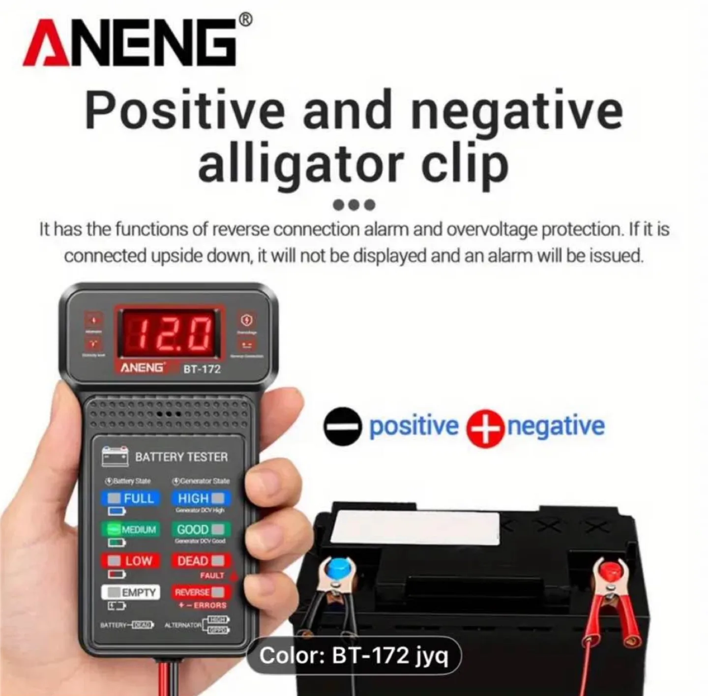 ANENG BT-172 12V Car Battery Tester with LED Display image indicator(10)