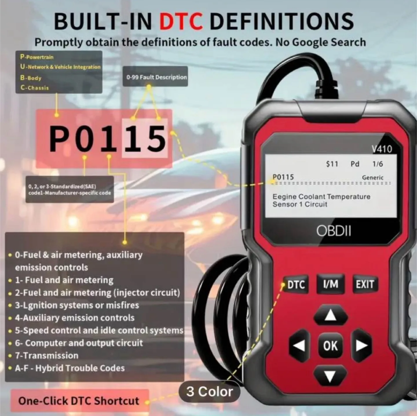 V410 OBD2 Diagnostic Code Reader, Engine Light tester image indicator(6)