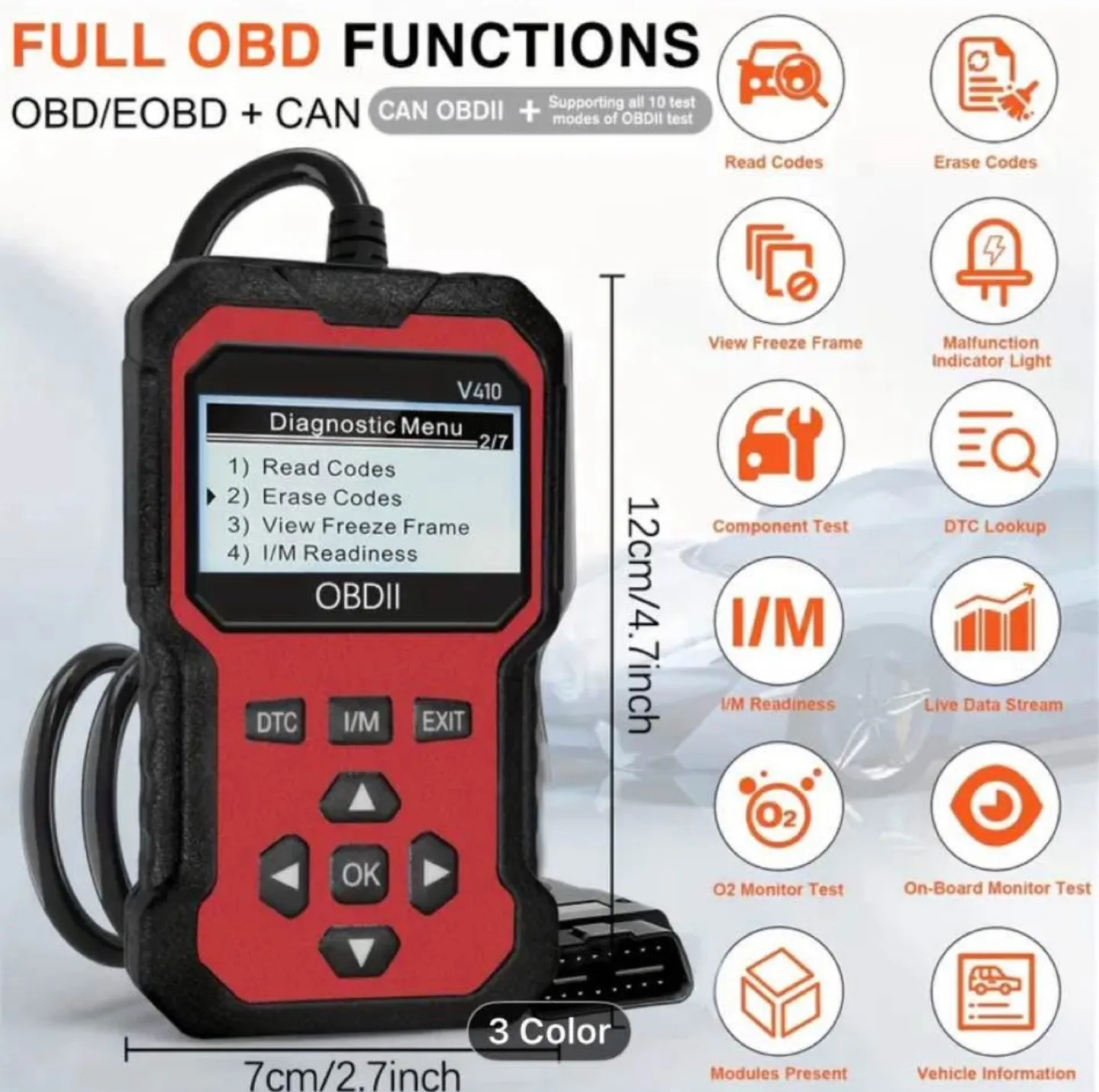V410 OBD2 Diagnostic Code Reader, Engine Light tester image indicator(2)
