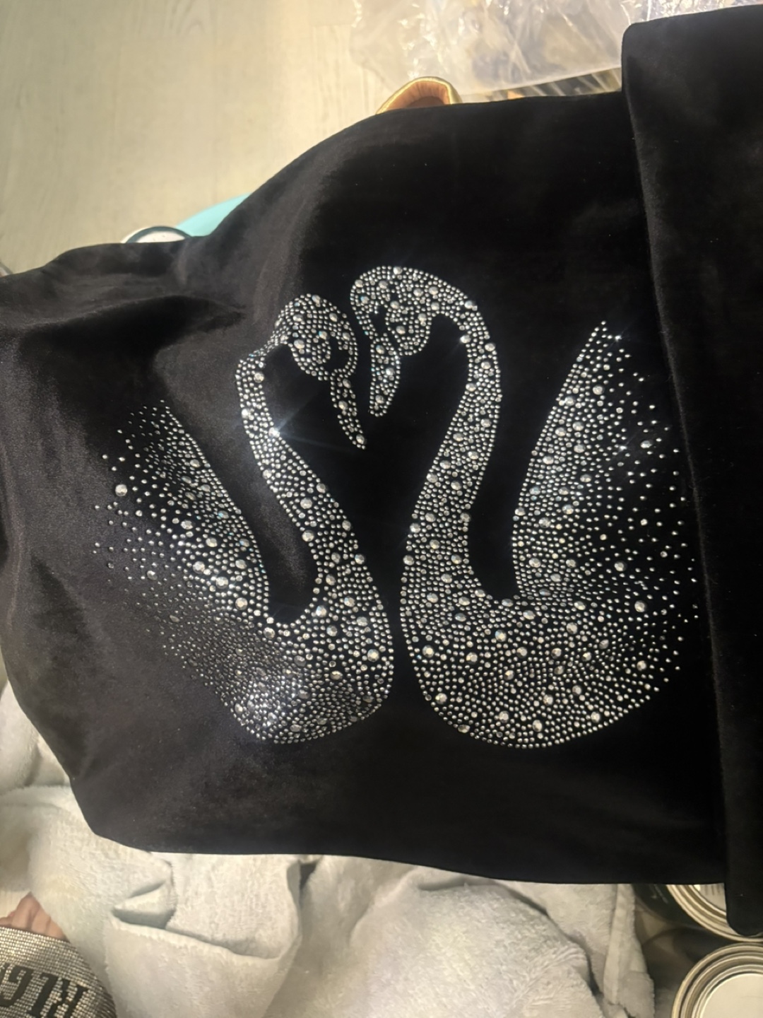 Black Velvet Swan Design Top - photo 2