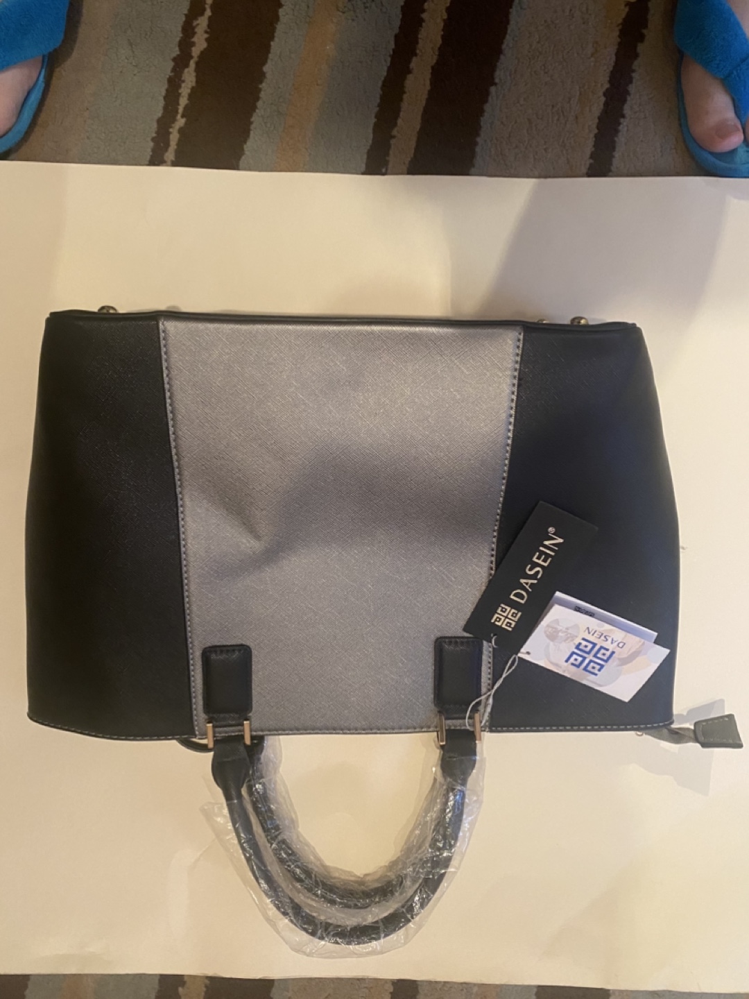 Dasein Black & Silver Satchel with Strap - photo 2