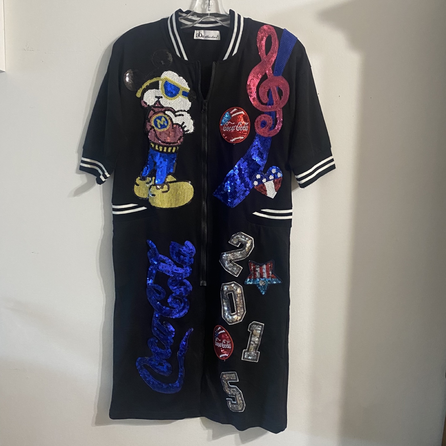 Abbandono Black Dress with Coca-Cola Patches