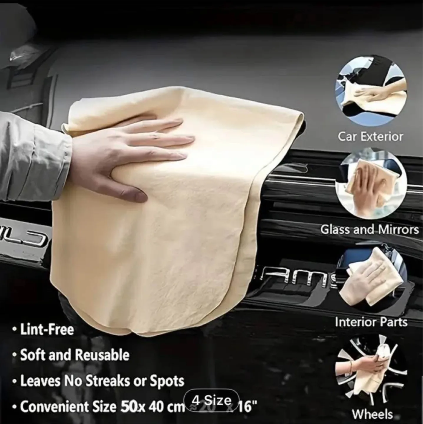 1pc31.5'' x 20''/ 20'' x 16'' Chamois Car Care Cleaning image indicator(3)