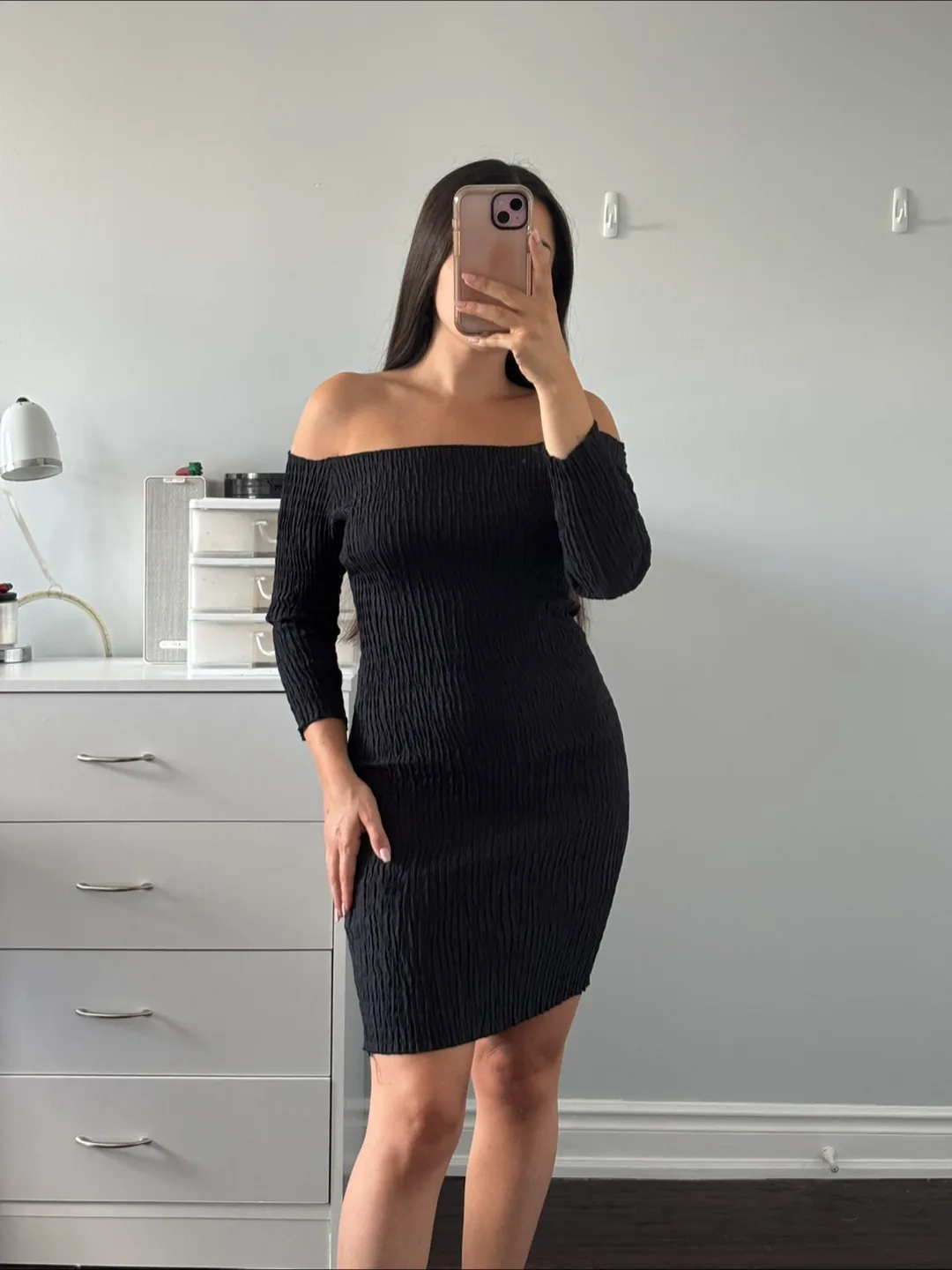 NWT Zara | Black Off-Shoulder Dress - M image indicator(2)