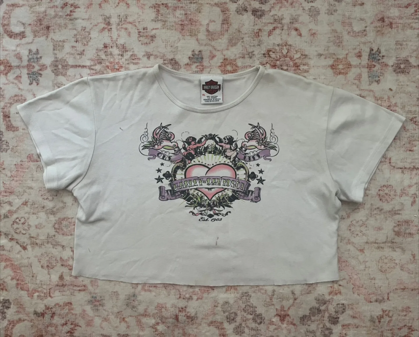 Harley-Davidson White Graphic Crop Top - XL thumbnail