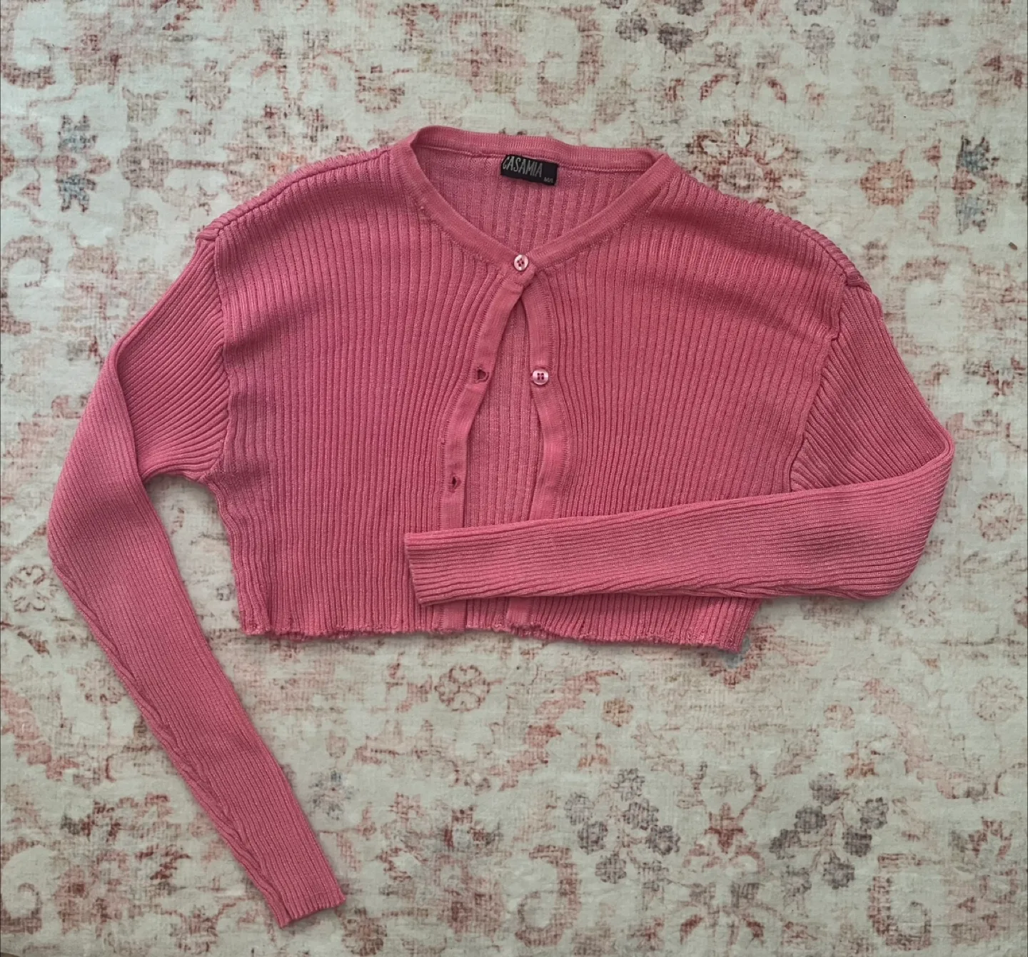 Casamia Pink Ribbed Knit Cardigan thumbnail