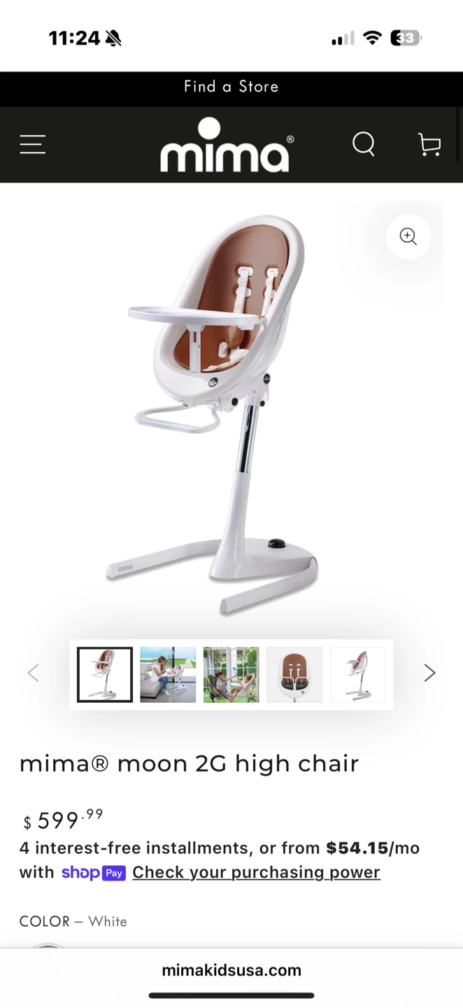 Mima Moon 2G High Chair - White - photo 3