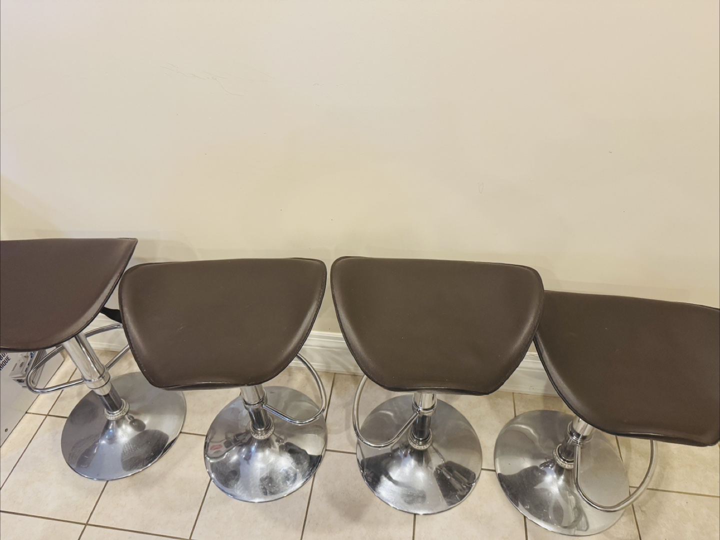 Set of 4 Bar Stools - Brown & Chrome - photo 2