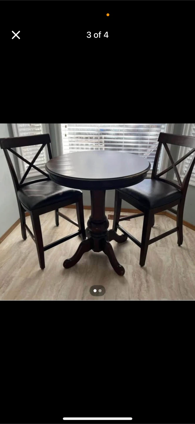 Dark Wood Pub Table with Two Chairs - photo 4