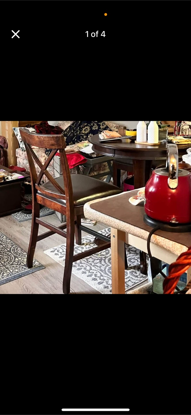 Dark Wood Pub Table with Two Chairs