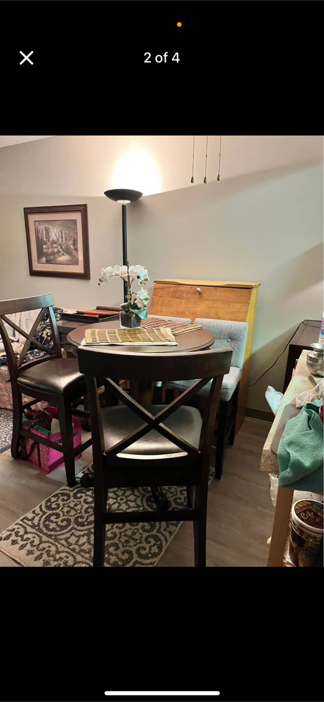 Dark Wood Pub Table with Two Chairs - photo 2