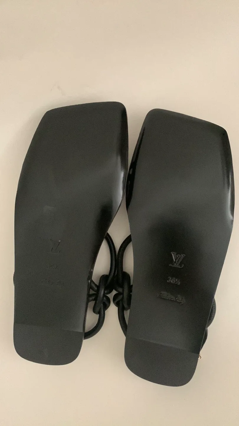 Louis Vuitton Black Leather Sandals Size 36.5 image indicator(2)
