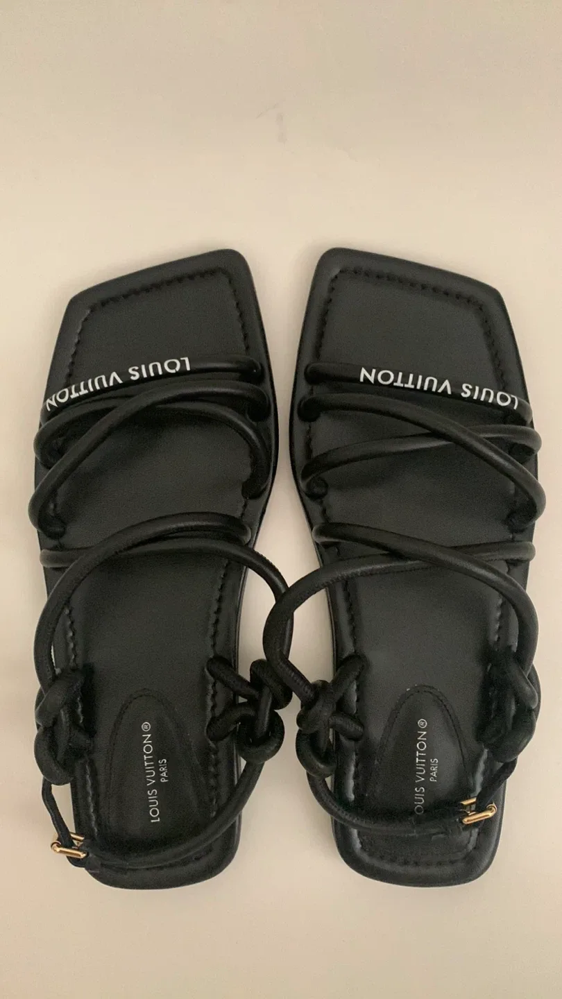 Louis Vuitton Black Leather Sandals Size 36.5 image indicator(3)