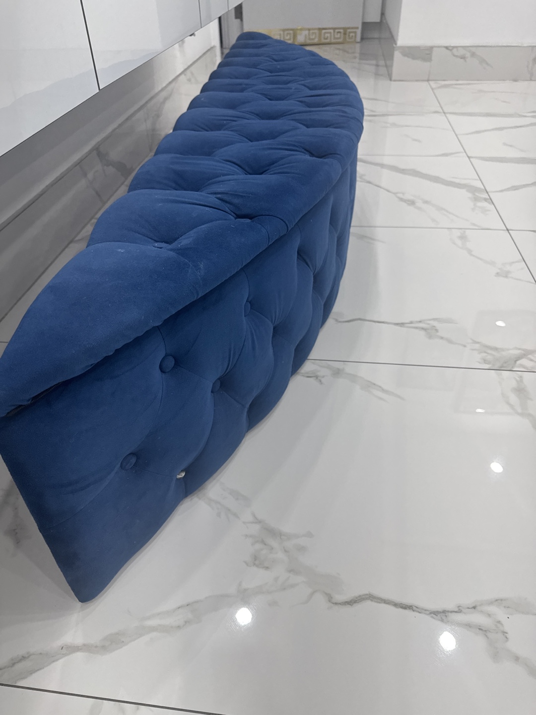 Blue Tufted Storage Bench - photo 2