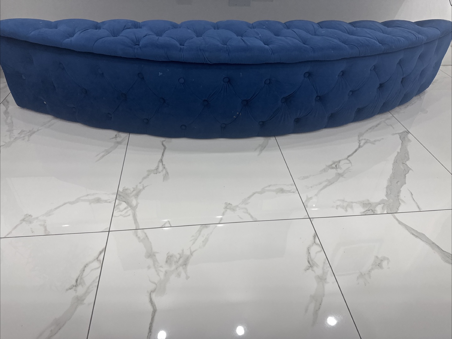 Blue Tufted Storage Bench