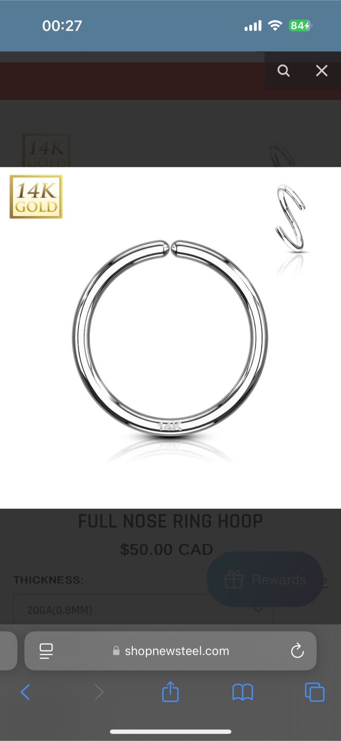 New Steel 14k White Gold Nose Hoop - photo 2