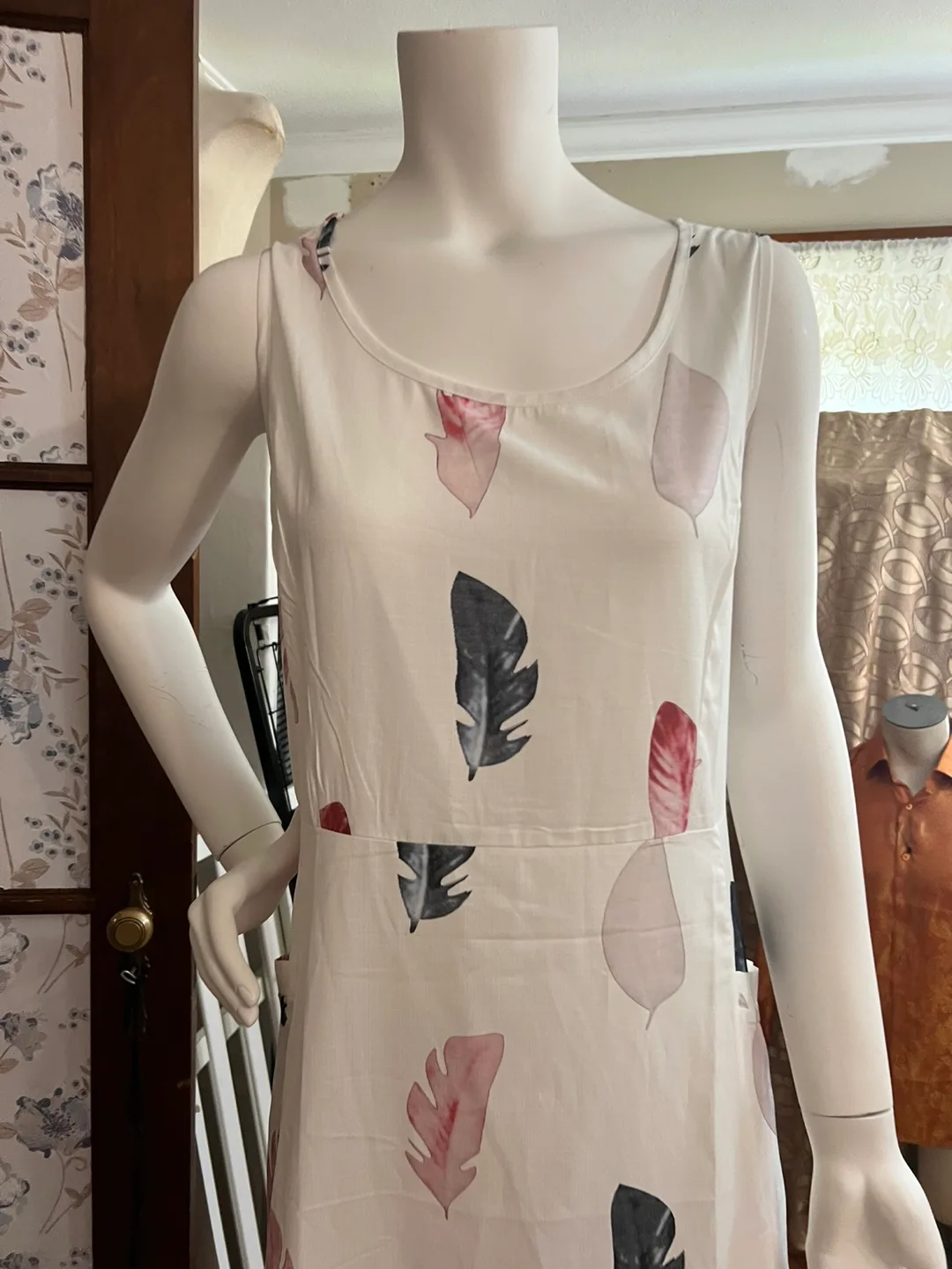 White Sundress with Feather Print thumbnail