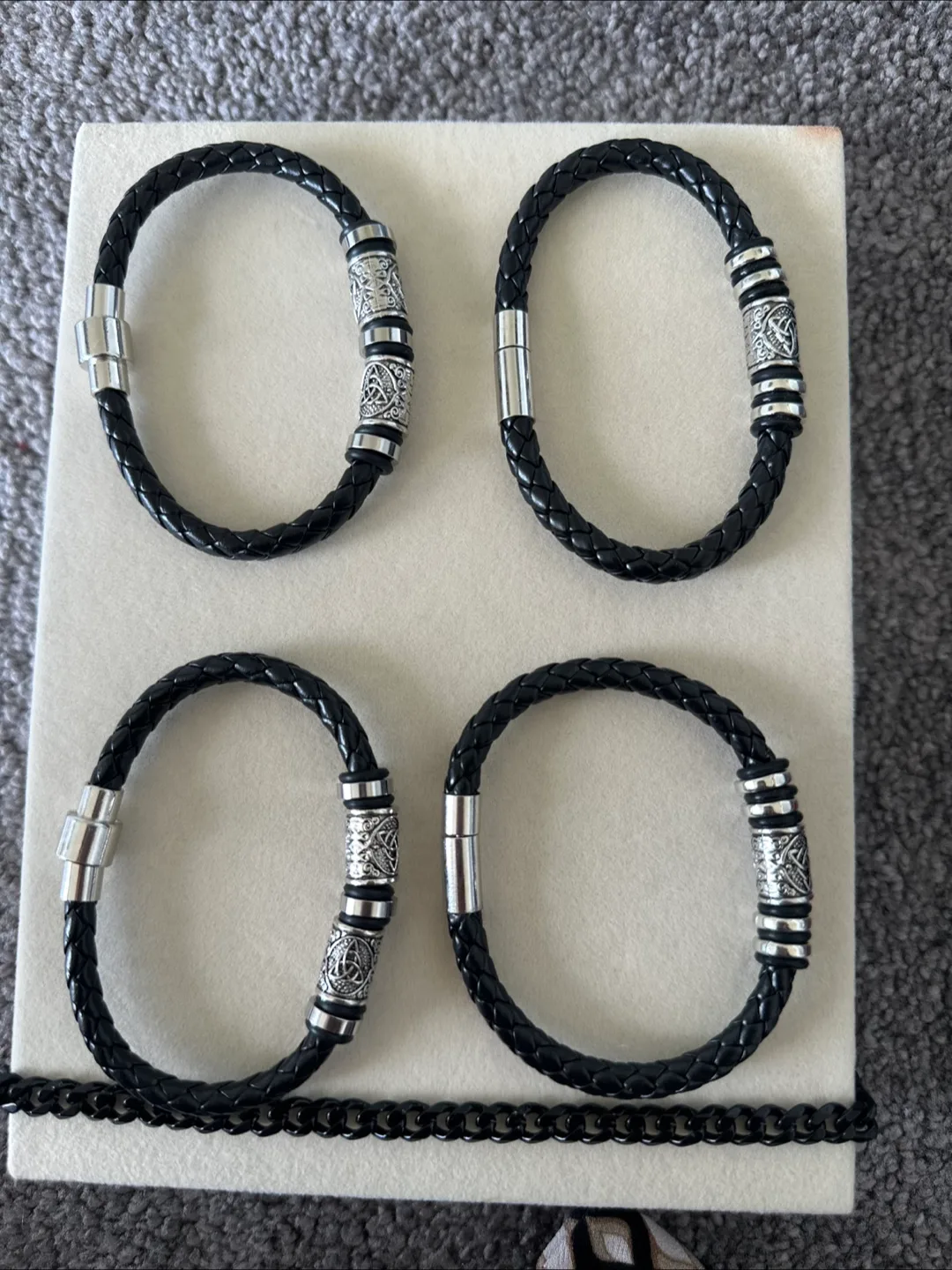 4 Viking Style Braided Leather Bracelets thumbnail