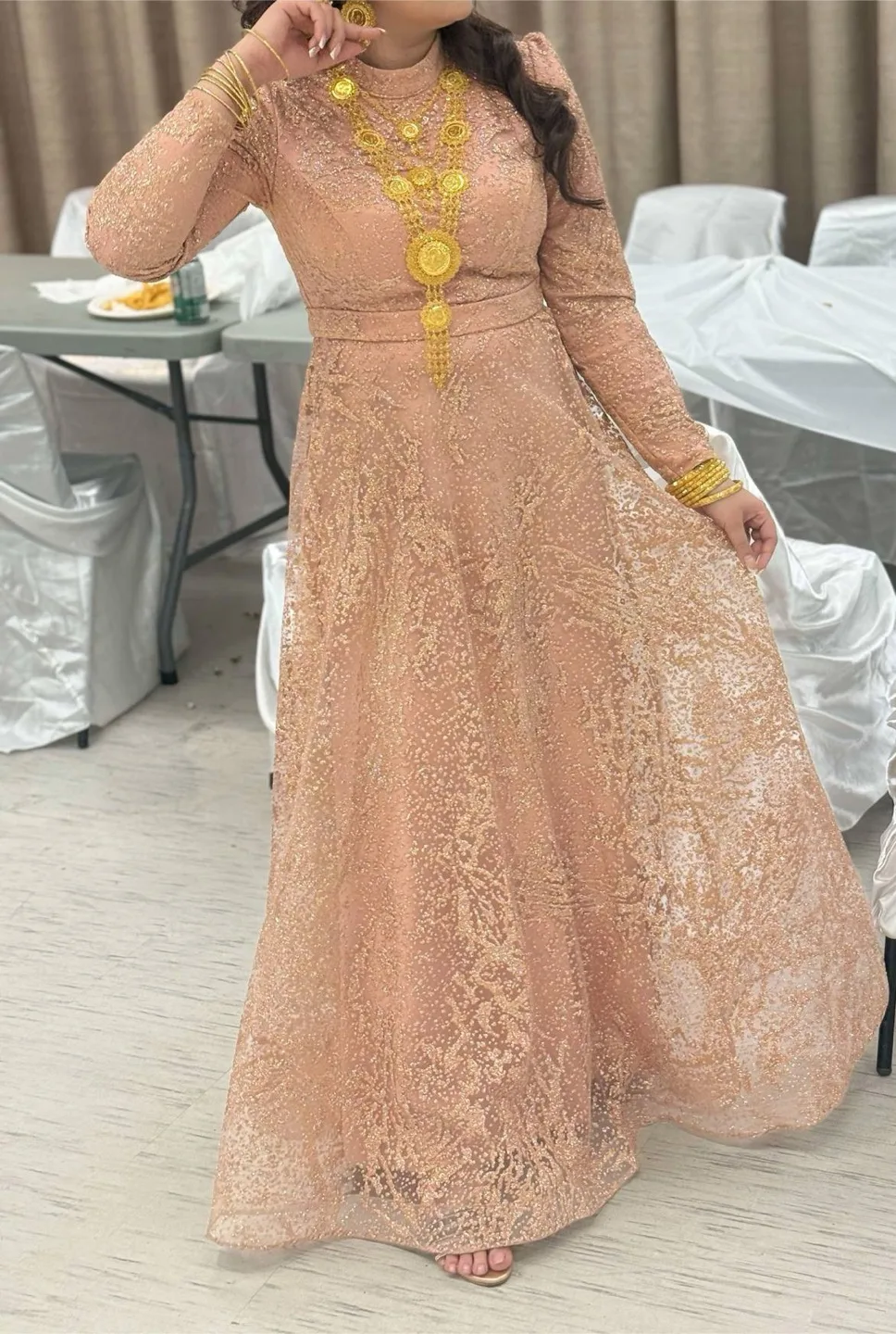 Elegant Peach Evening Gown thumbnail