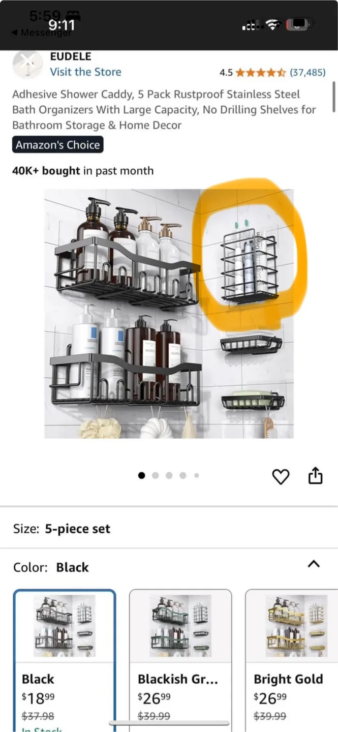 Adhesive Shower Caddy (part of 5 piece set) thumbnail