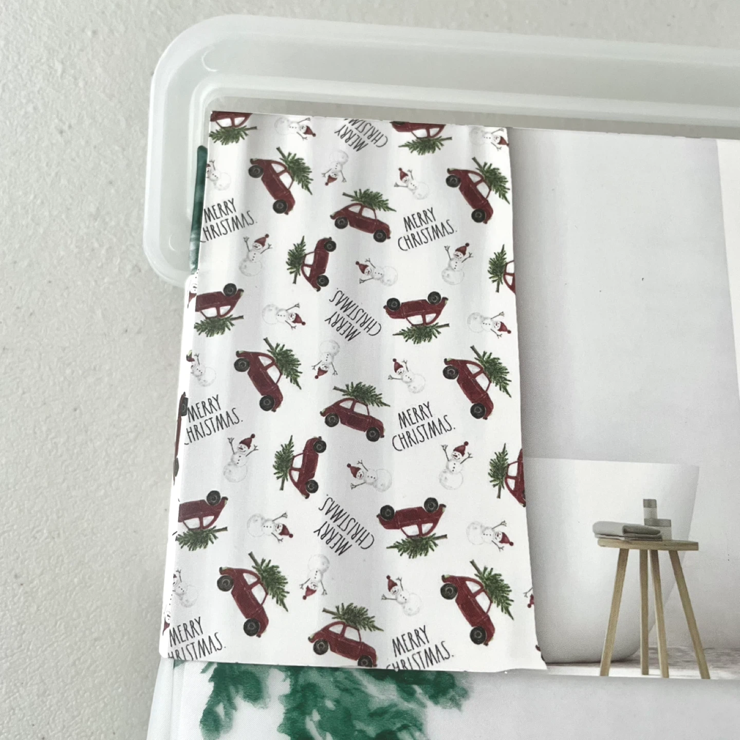 NEW Rae Dunn Christmas Shower Curtain Liner 72x72 in red car - photo 3