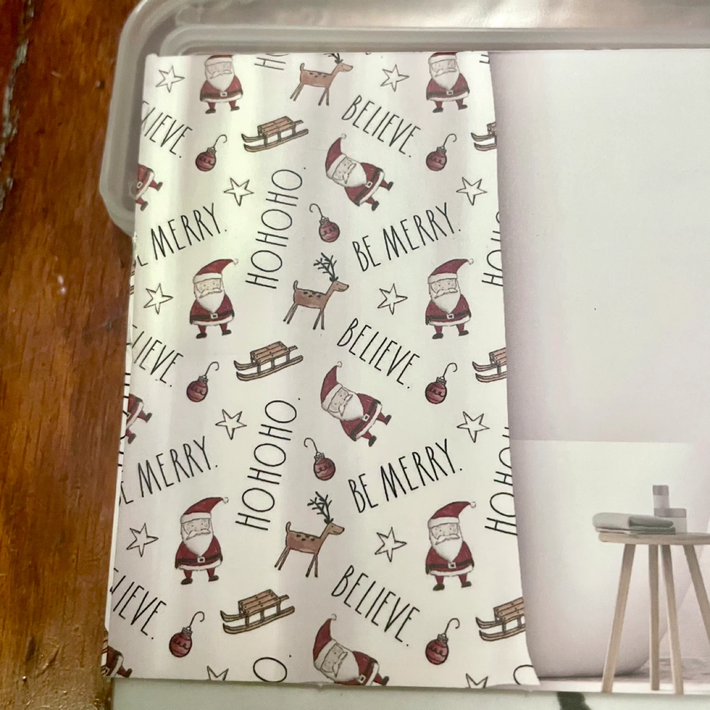 NEW Rae Dunn Shower Curtain Liner Christmas hohoho reindeer - photo 3