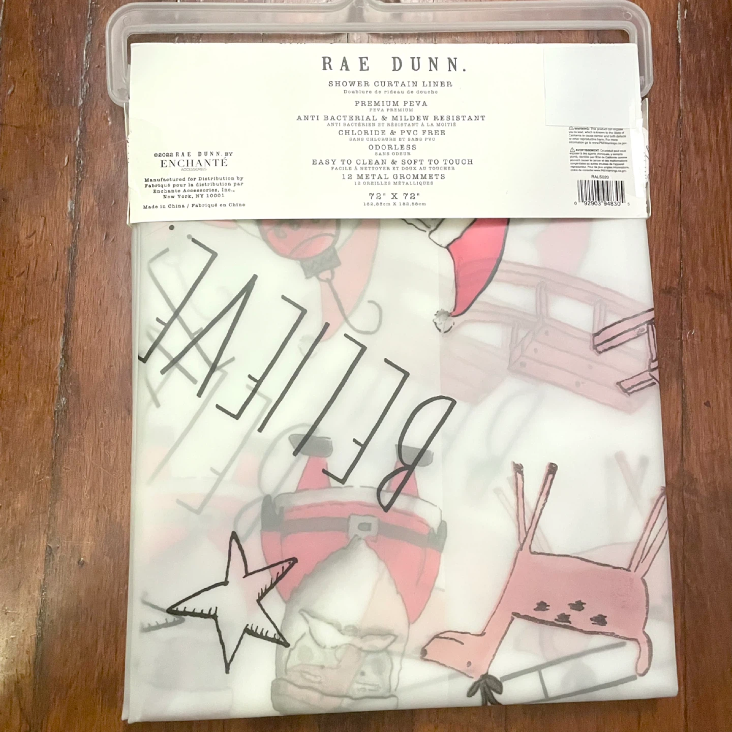 NEW Rae Dunn Shower Curtain Liner Christmas hohoho reindeer - photo 2