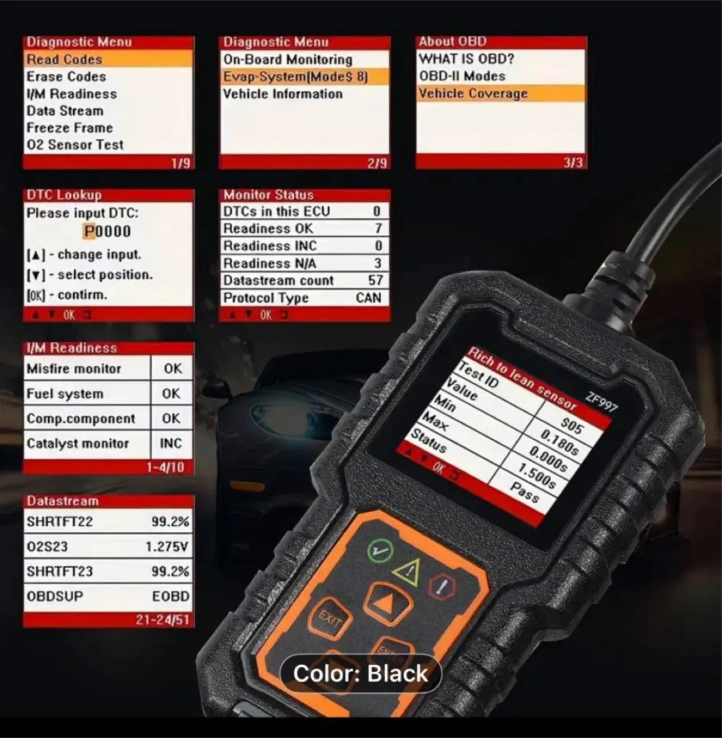 Advanced OBD II Scanner Car Engine Fault Code Reader image indicator(3)