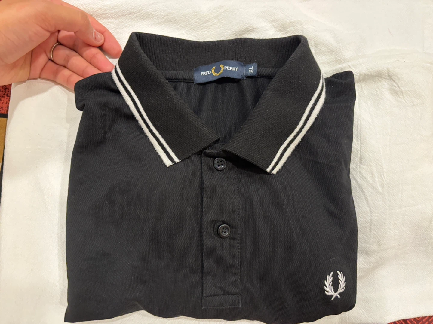Fred Perry Black Polo Shirt - XL