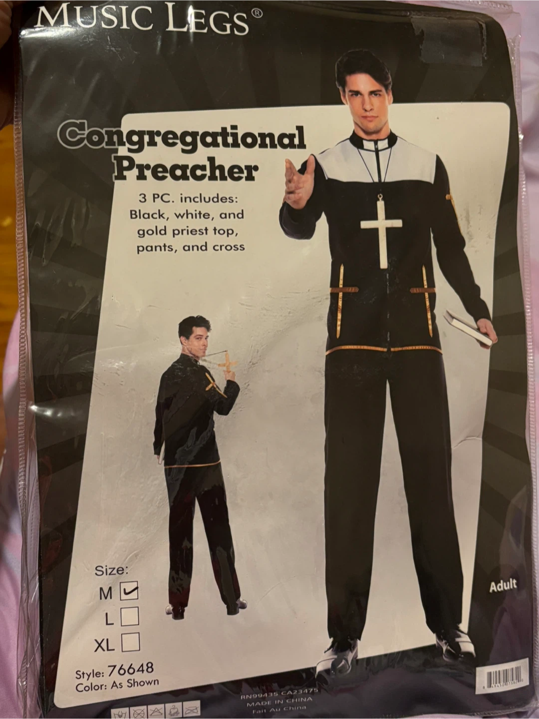Music Legs Congregational Preacher Costume - Size M