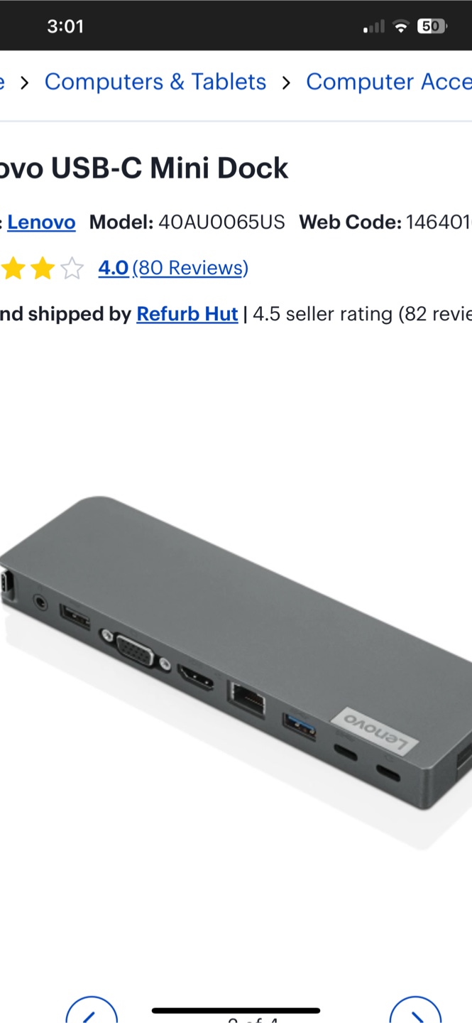 Lenovo USB-C Mini Dock - Model 40AU0065US - photo 3