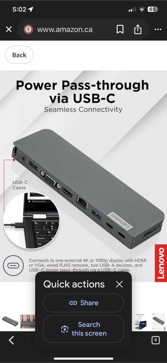 Lenovo USB-C Mini Dock - Model 40AU0065US