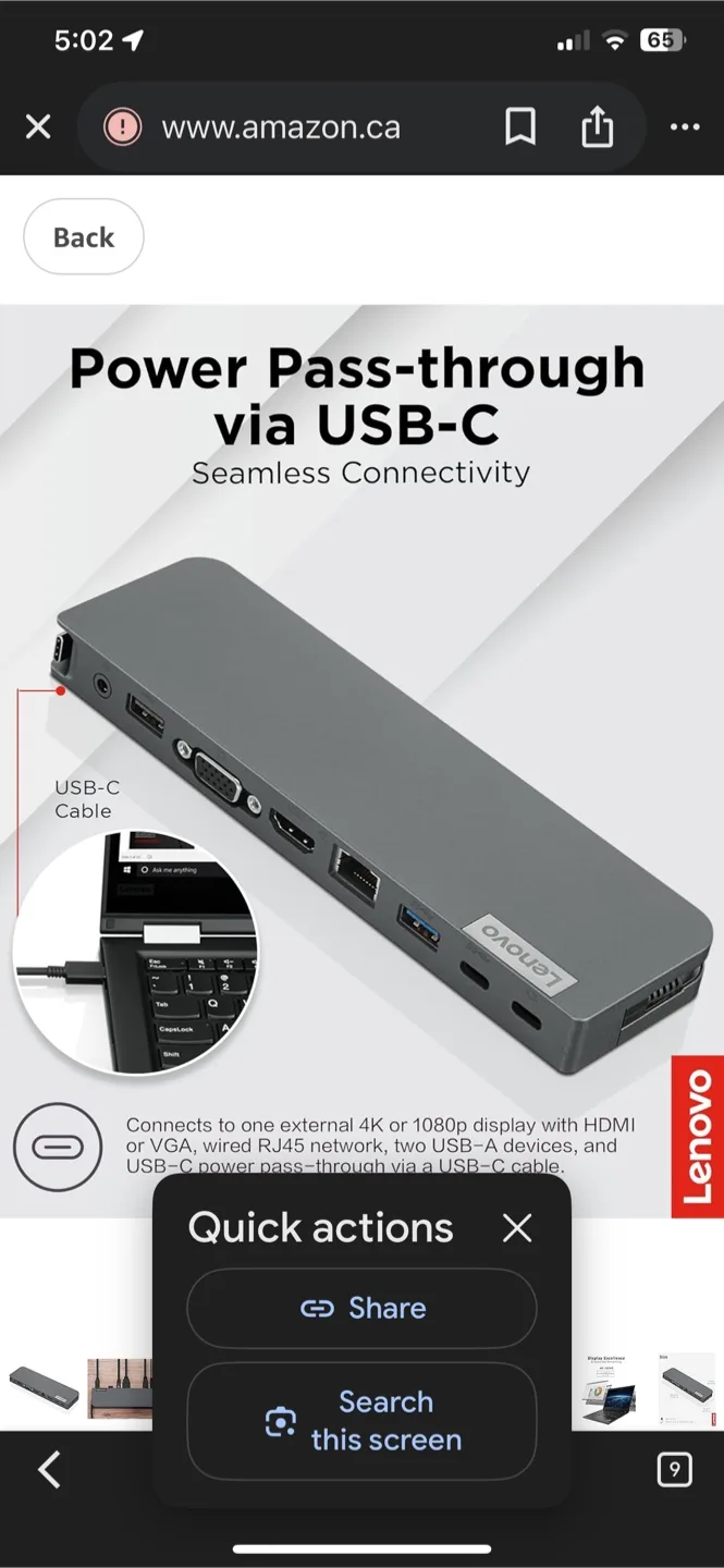 Lenovo USB-C Mini Dock - Model 40AU0065US