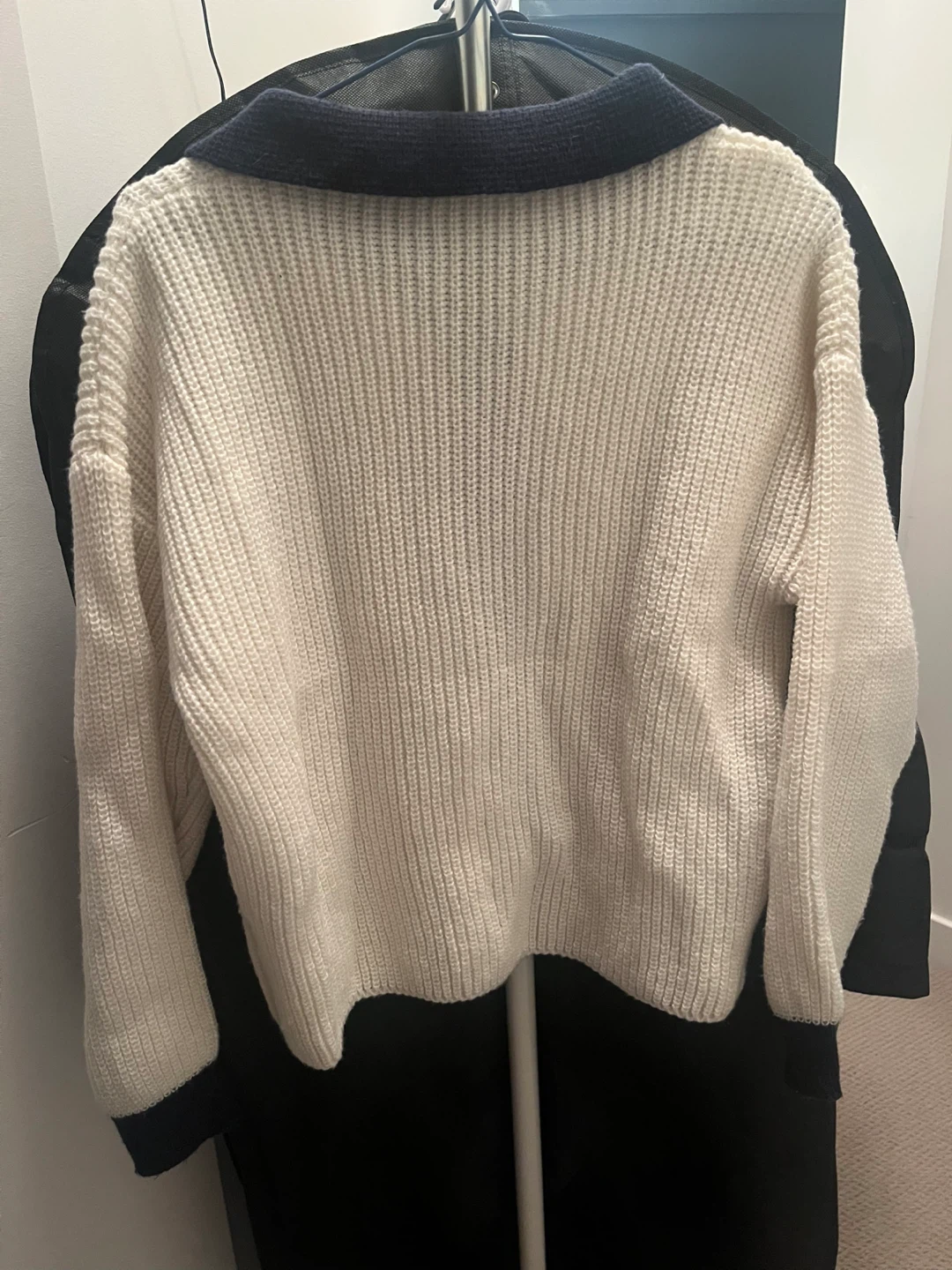 Cream & Navy Cardigan - Size Small - photo 3