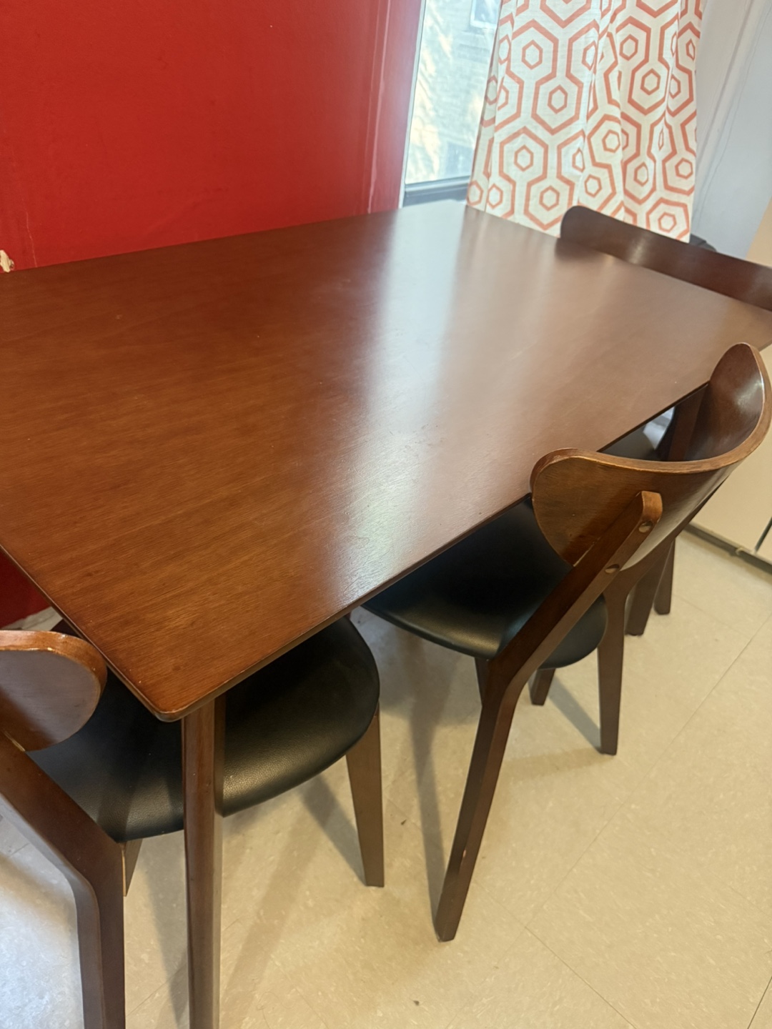 Wooden Dining Table with 4 Chairs