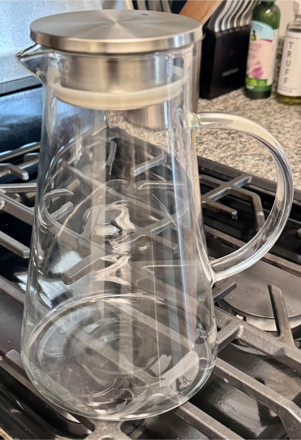 Clear 2L Glass Pitcher with Stainless Steel Lid