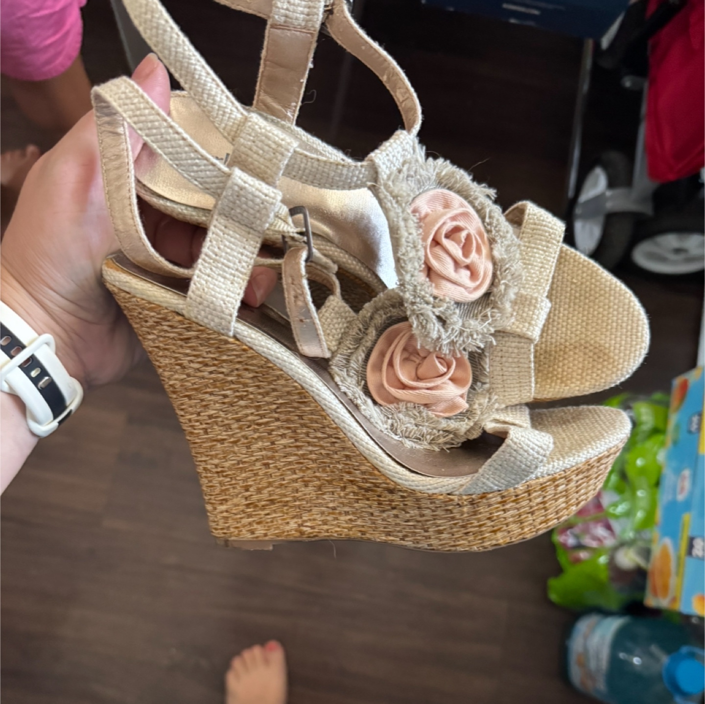 Wedge Heel Sandals with Floral Detail