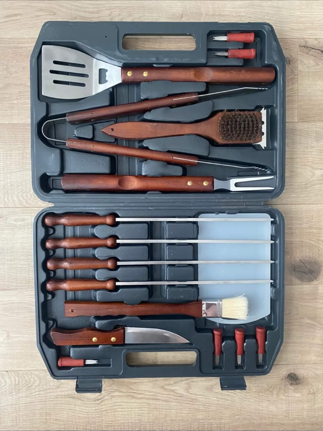 Complete Wood BBQ Grill Tool Set 16-piece • Never Used • thumbnail
