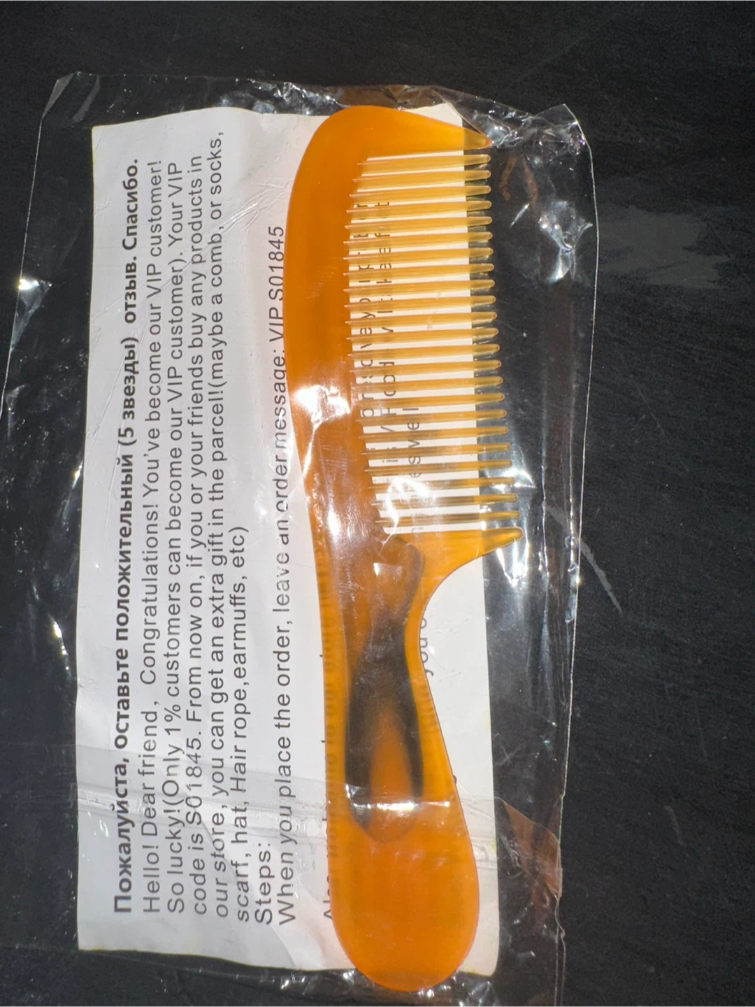 Orange Hair Comb - New in Package
