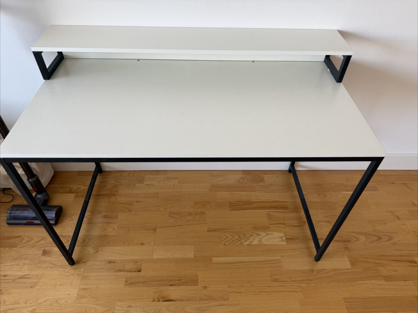 47” White Desk with Black Metal Frame