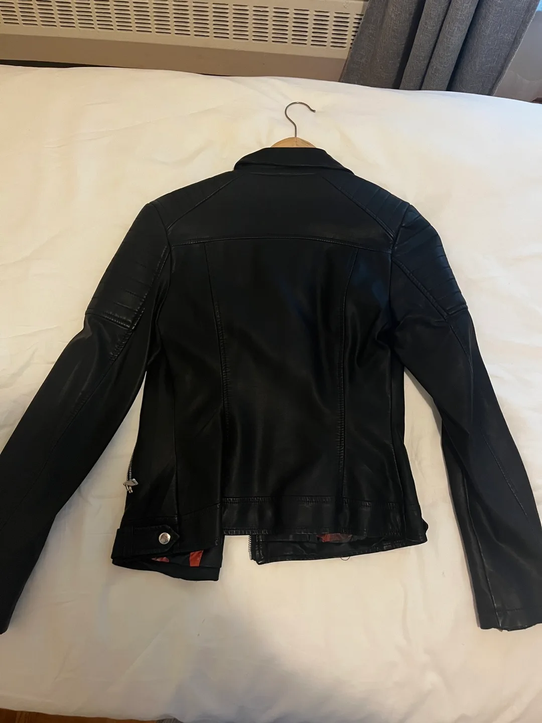 Black Faux Leather Biker Jacket image indicator(2)
