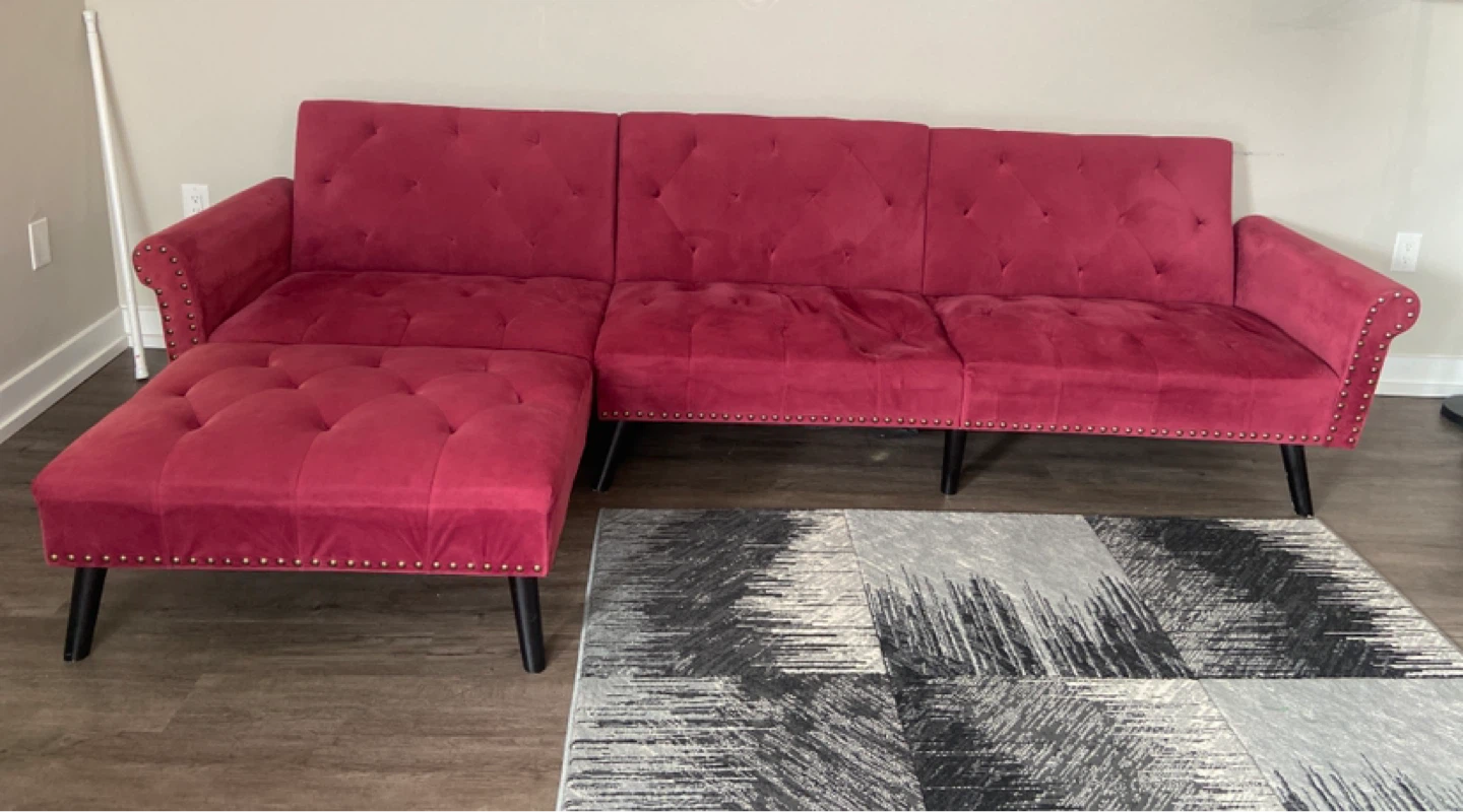 Red Velvet Sectional Sofa
