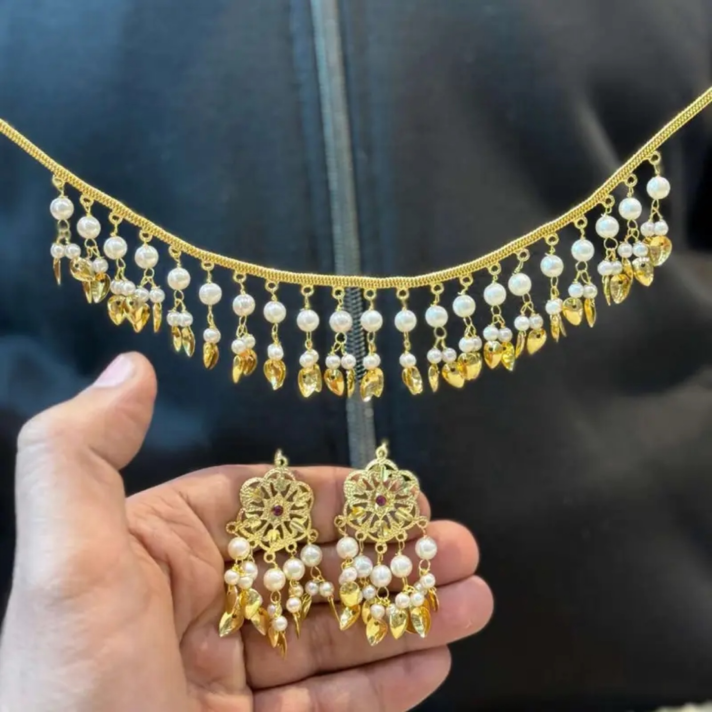 Gold Plated Pearl Jewellery Set