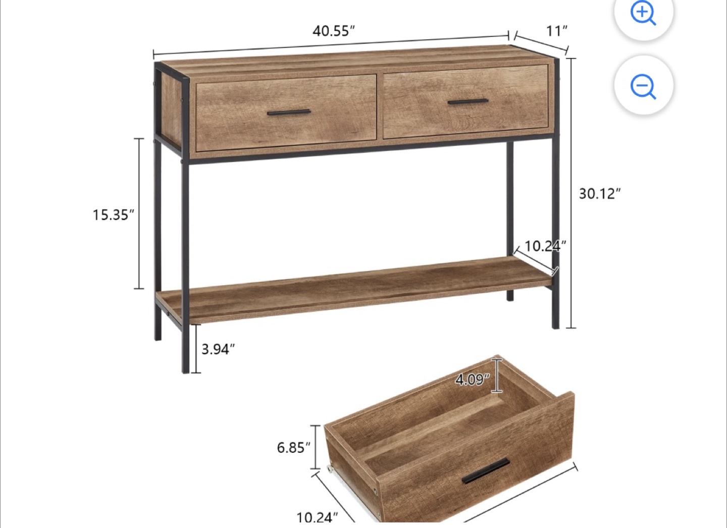 Console Table with Drawers - Wood & Metal