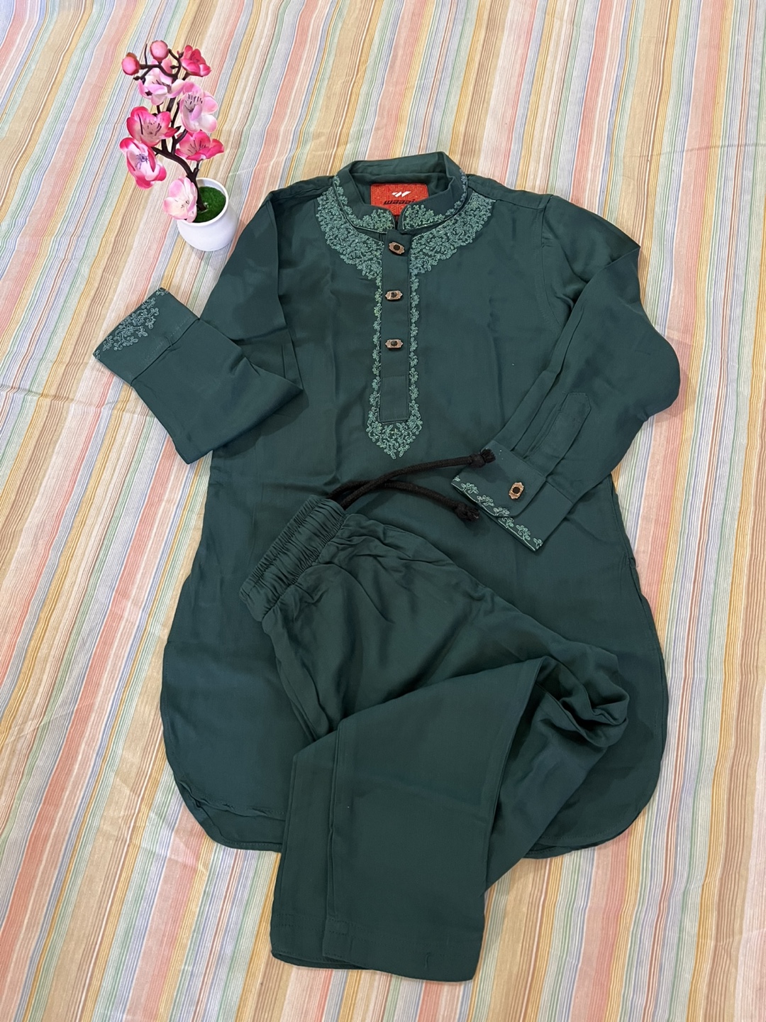 Waseem Designer Kurta Shalwar Set - Green - photo 2