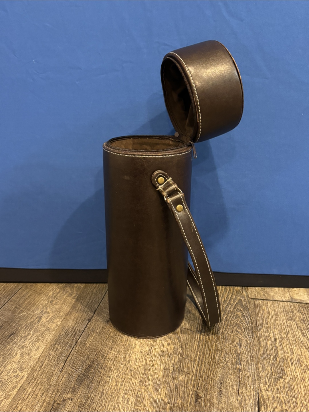 Brown Leather Wine Bottle Carrier
