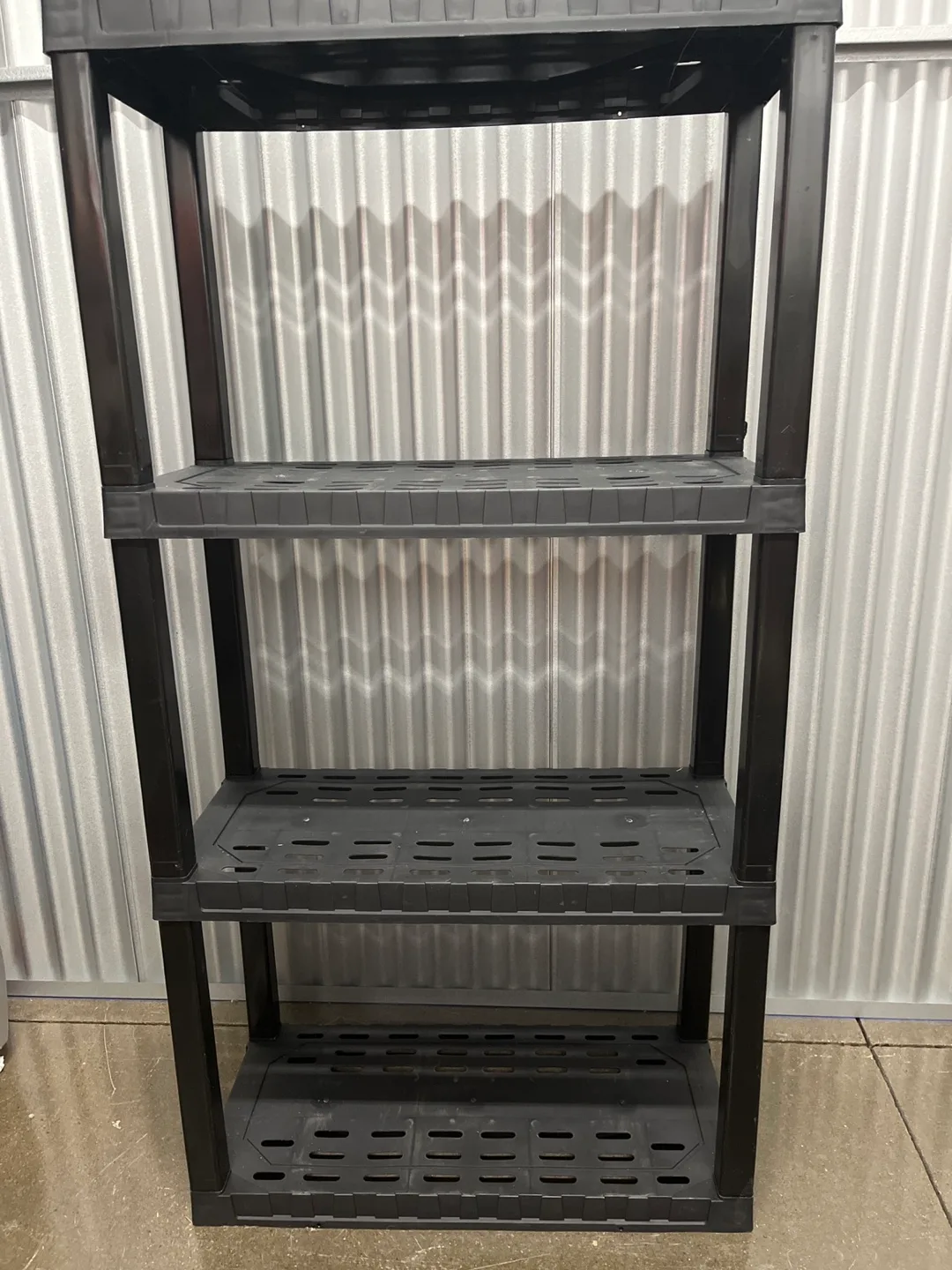 Black Plastic 4-Shelf Storage Unit thumbnail
