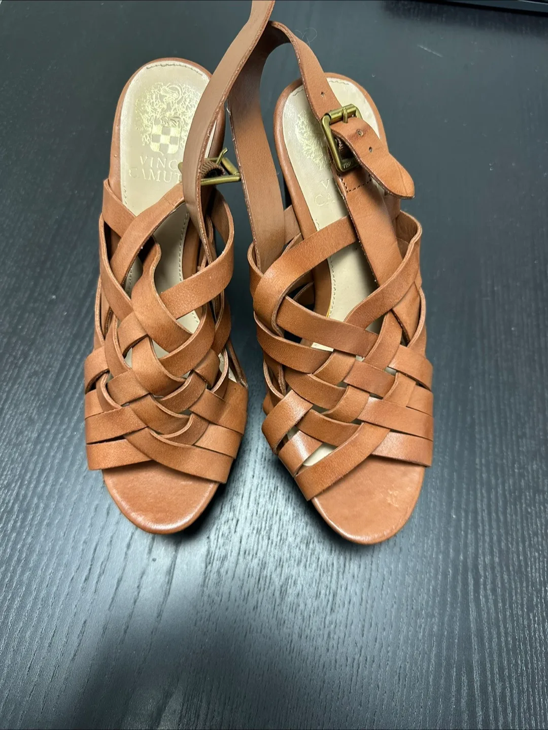 Vince Camuto Brown Leather Heels - Size 8 thumbnail