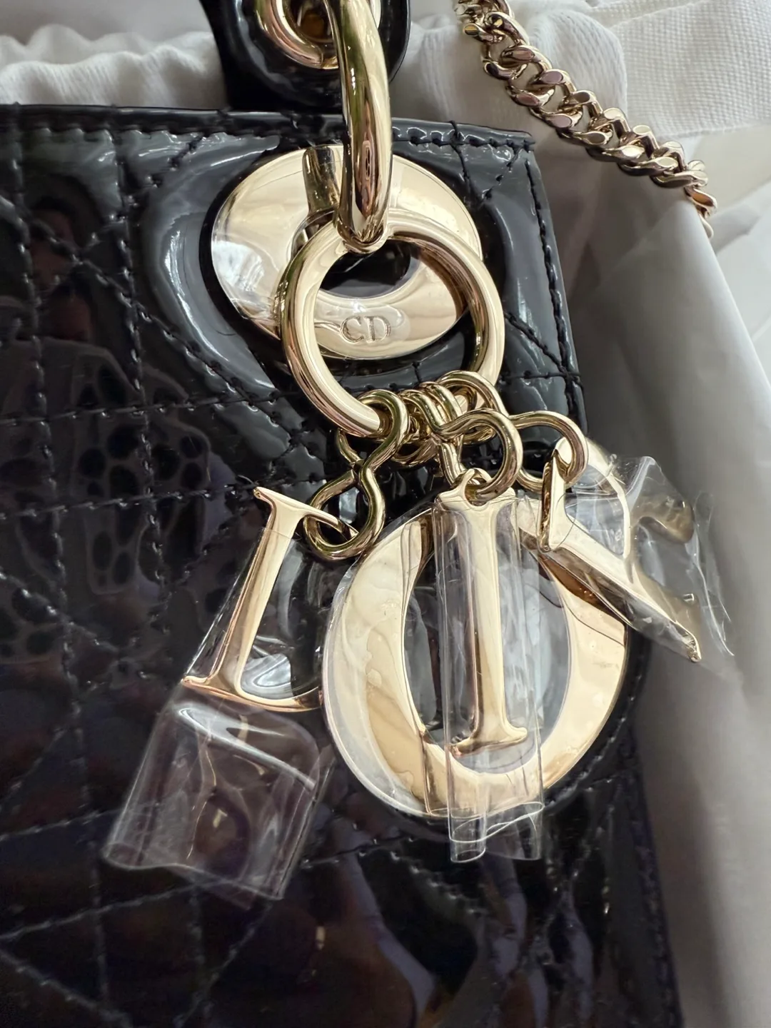 Brand new full set Lady Dior Mini black patent gold hardware image indicator(3)